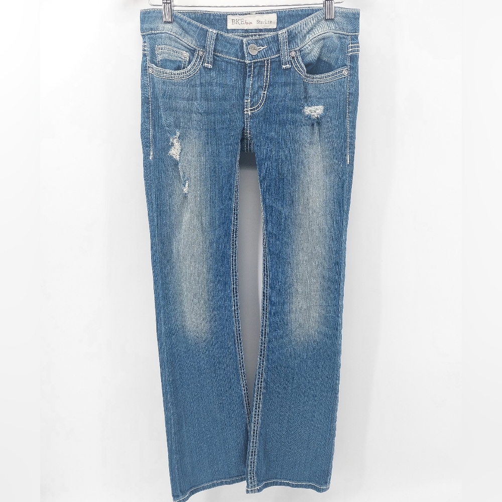 BKE Starlite 26R BootCut Stretch Women's Light Wash Cut# OC-31611 Distress Jean